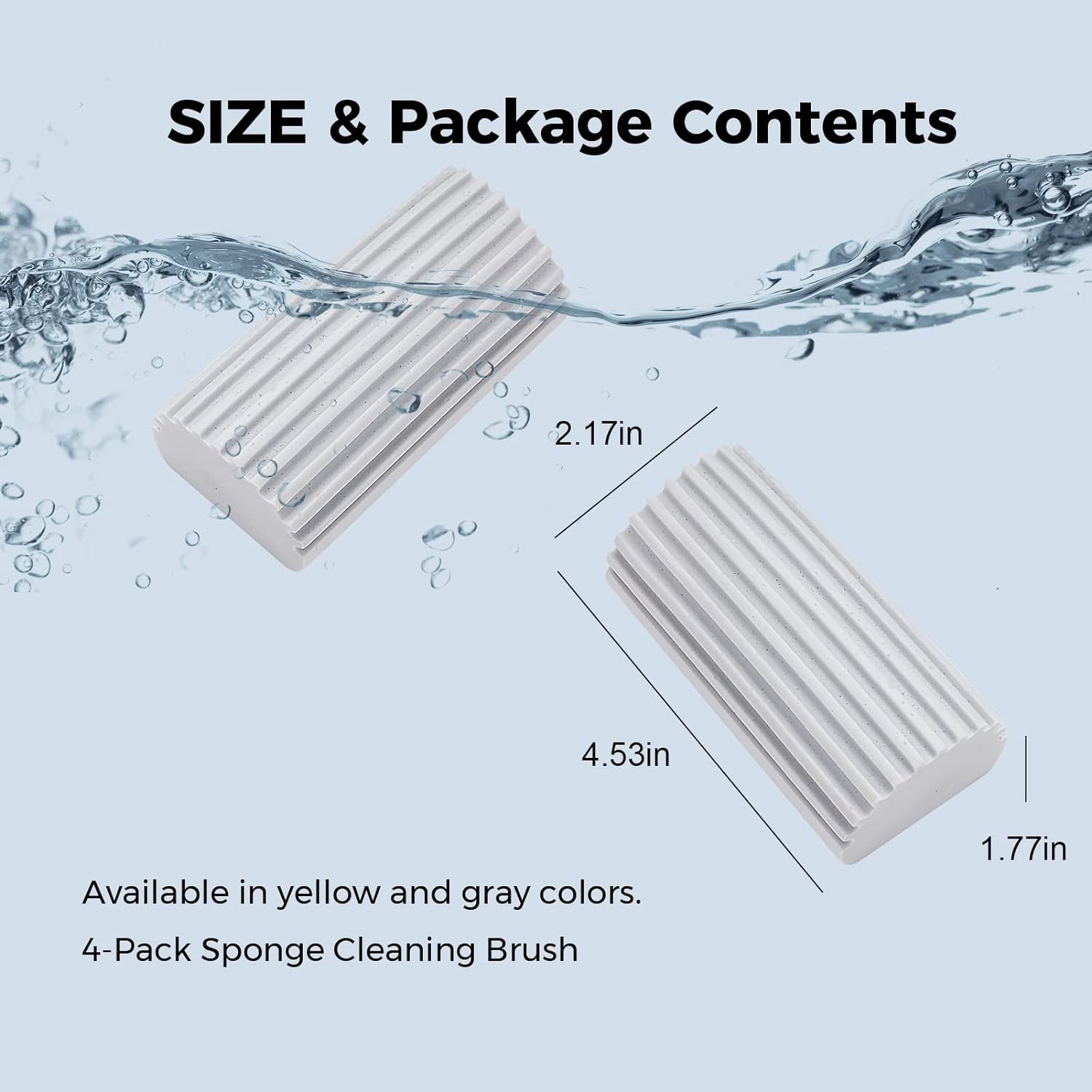 4-Pack Damp Clean Duster Sponge, Sponge Cleaning Brush, Duster for Cleaning Blinds, Glass, Baseboards, Vents, Railings, Mirrors,Window Track Grooves and Faucets(Gray)
