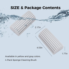 4-Pack Damp Clean Duster Sponge, Sponge Cleaning Brush, Duster for Cleaning Blinds, Glass, Baseboards, Vents, Railings, Mirrors,Window Track Grooves and Faucets(Gray)