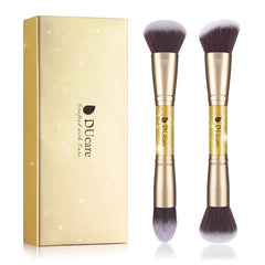 Glam DU Care Makeup Brushes Duo End Foundation Powder Buffer and Contour Brush Synthetic Cosmetic Tools 2Pcs