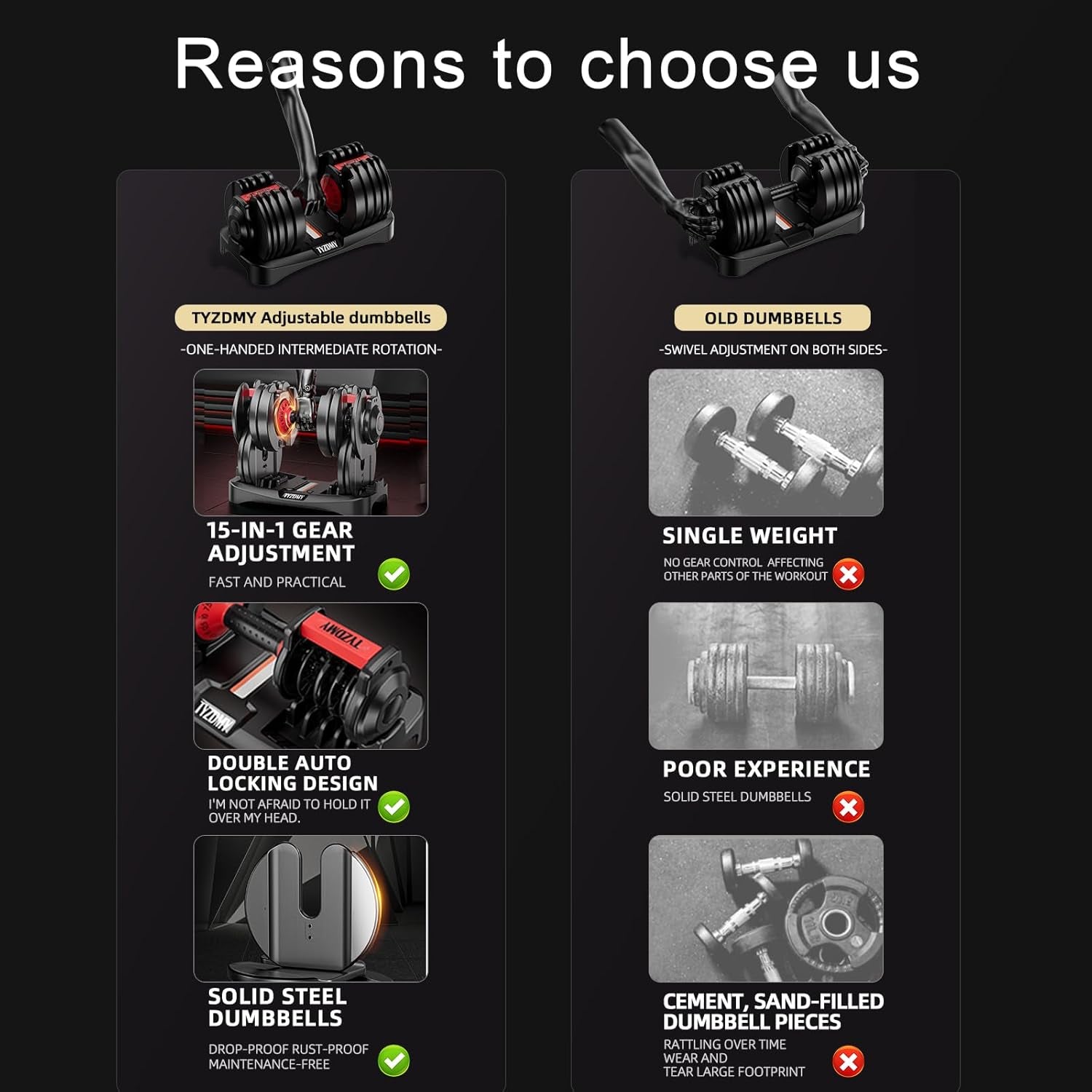 Glam Adjustable Dumbbells Set of 2, Free Weights Dumbbells Set, Adjustable Dumbbell Set, For Men/Women Gym Equipment for Home Strength Training Equipment