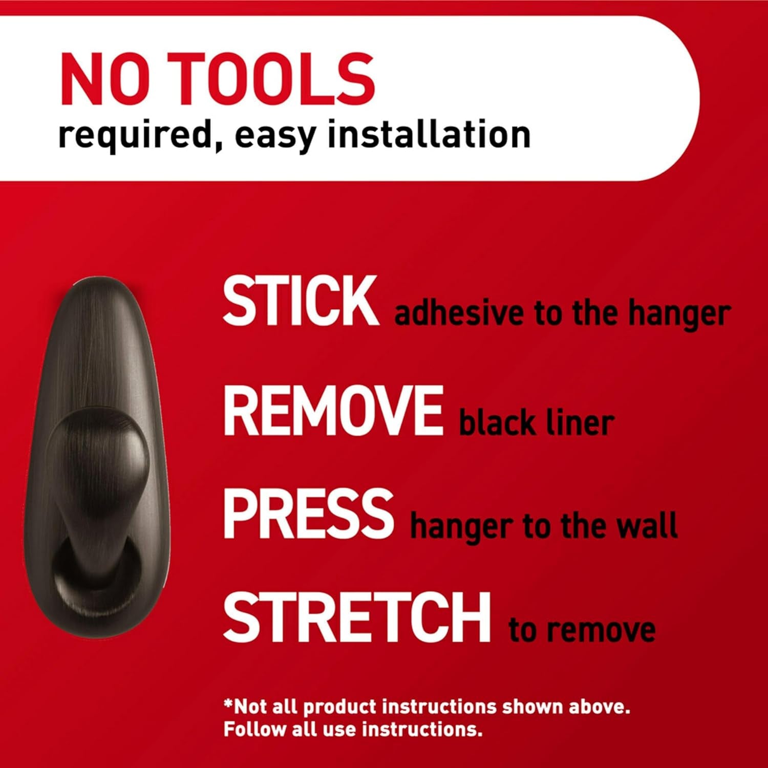 5 Lb Large Brushed Nickel Metal Hooks, 2 Hooks and 4 Strips, Damage Free Coat Hooks with Adhesive Strips, Forever Classic Hooks for Hanging Home Decor and Room Decor