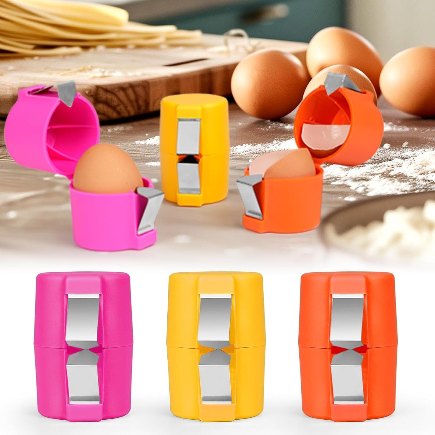 Egg Cracker Tool, Egg Shell Opener, 3 Pieces in 1 Set. Egg Topper Cutter Tool Egg Cracker Tool Egg Shell Openerhard Boiled Egg Peeler Egg Cracker Tool for Eggs