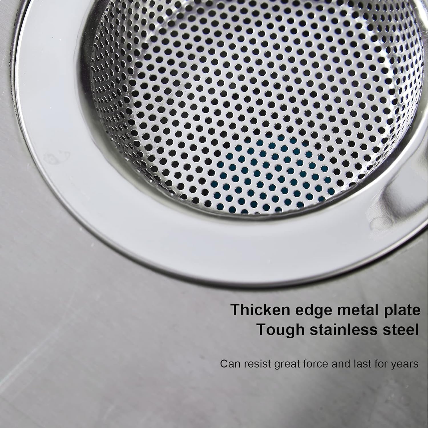 Kitchen Sink Strainer Stainless Steel, Kitchen Sink Drain Strainer, Sink Strainers for Kitchen Sinks with Large Wide Rim 4.5" Diameter (2 Pack)