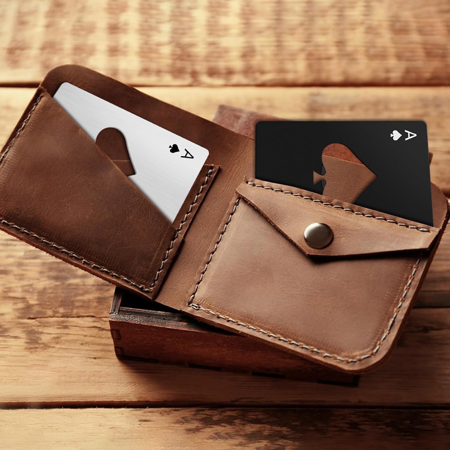 Glam 6PCS Poker Card Stainless Steel Bottle Opener - 3 Black & 3 Silver Poker Themed Cap Openers