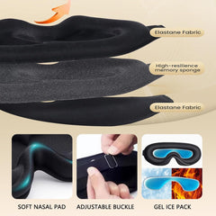 Sleep Mask for Side Sleeper, Upgraded 3D Contoured Cup Eye Mask Blindfold for Man Women, Block Out Light, Eye Mask with Adjustable Strap, Breathable & Soft for Sleeping, Yoga, Traveling (Black)