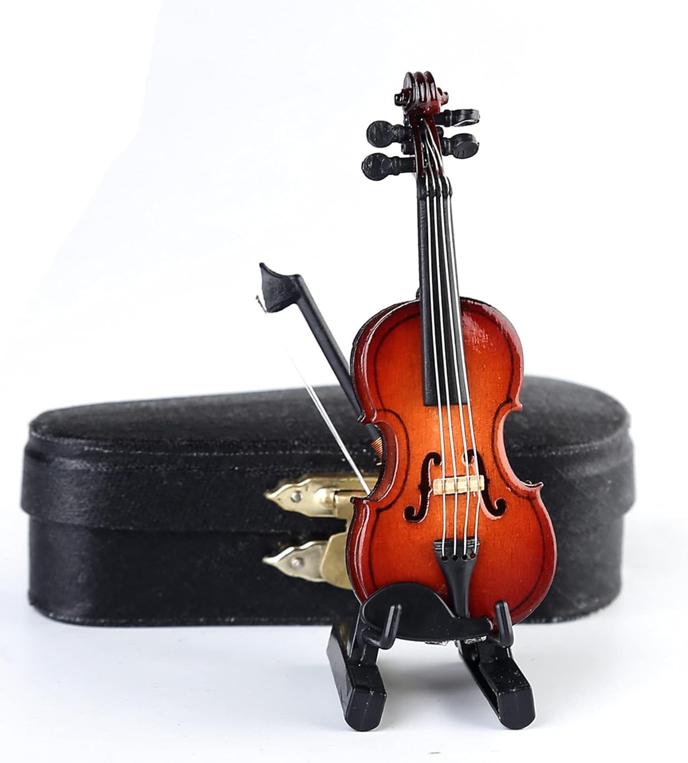Glam Wooden Miniature Violin with Stand Display Ornament