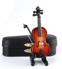 Glam Wooden Miniature Violin with Stand Display Ornament