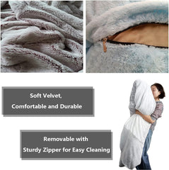 Giant Fur Bean Bag Chair Cover for Kids Adults, (No Filler) Living Room Furniture Big round Soft Fluffy Faux Fur Beanbag Lazy Sofa Bed Cover (Snow Red, 5FT)