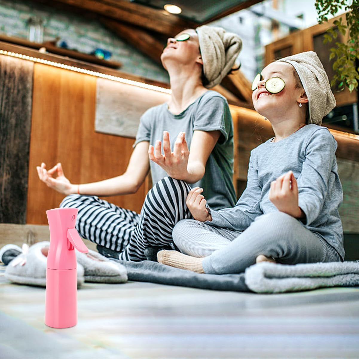 Continuous Spray Bottle for Hair, 6.8Oz Spray Water Bottle Fine Mist Refillable, Empty Spray Bottle for Hairstyling, Skin Care, Plant Care, Pet Grooming, Cleaning (Pink)