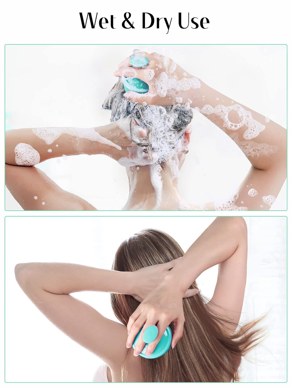 Shampoo Scalp Brush Massager – Soft Silicone Bristles for Hair Growth & Dandruff Removal (Green)