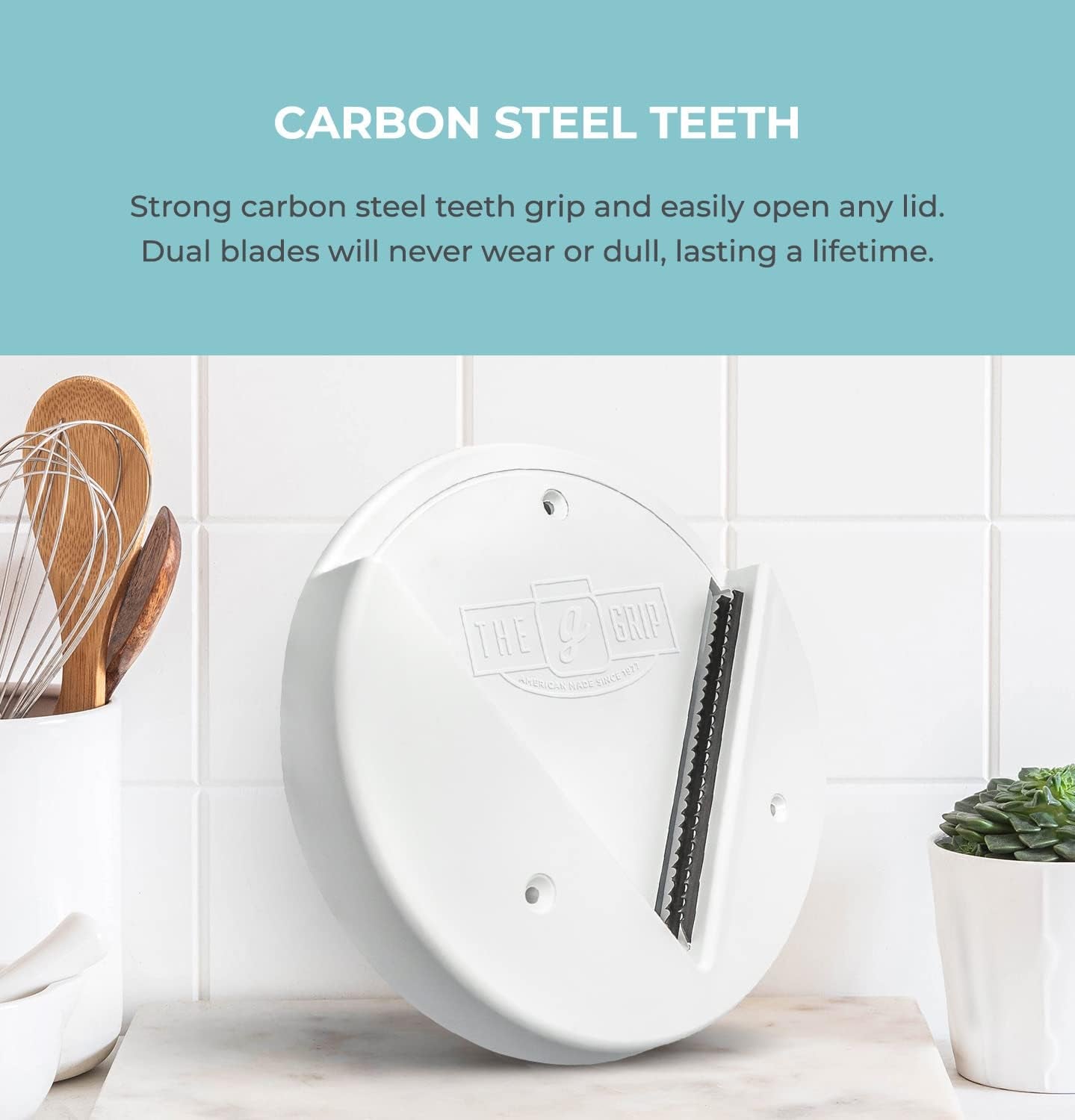 Glam Grip Jar Opener | Original under Cabinet Jar Lid & Bottle Opener, Effortless for Weak Hands & Seniors with Arthritis - Made in USA