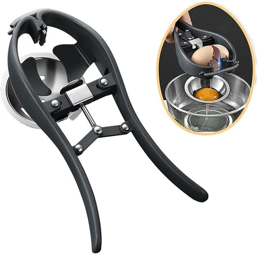 Egg Cracker,L Egg Opener, Automatic Egg Cracking Tool, Easy Eggshell Cuttereggshell Cutter Egg Separator Creative Kitchen Tools (Black)
