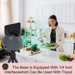 Glam Auto Tracking Phone Holder, Auto Face Tracking Tripod, 360° Rotation Face Body Phone Tracking Tripod, Ai-Powered Face Tracking,No APP Live Vlog Tiktok Video-Grey Compatible with Iphone 17 Pro Max