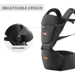 Baby Carrier with Hip Seat, Baby Carrier Newborn to Toddler, 6-In-1 Ways to Carry, All Seasons, Adjustable Baby Holder Carrier for Breastfeeding (Black