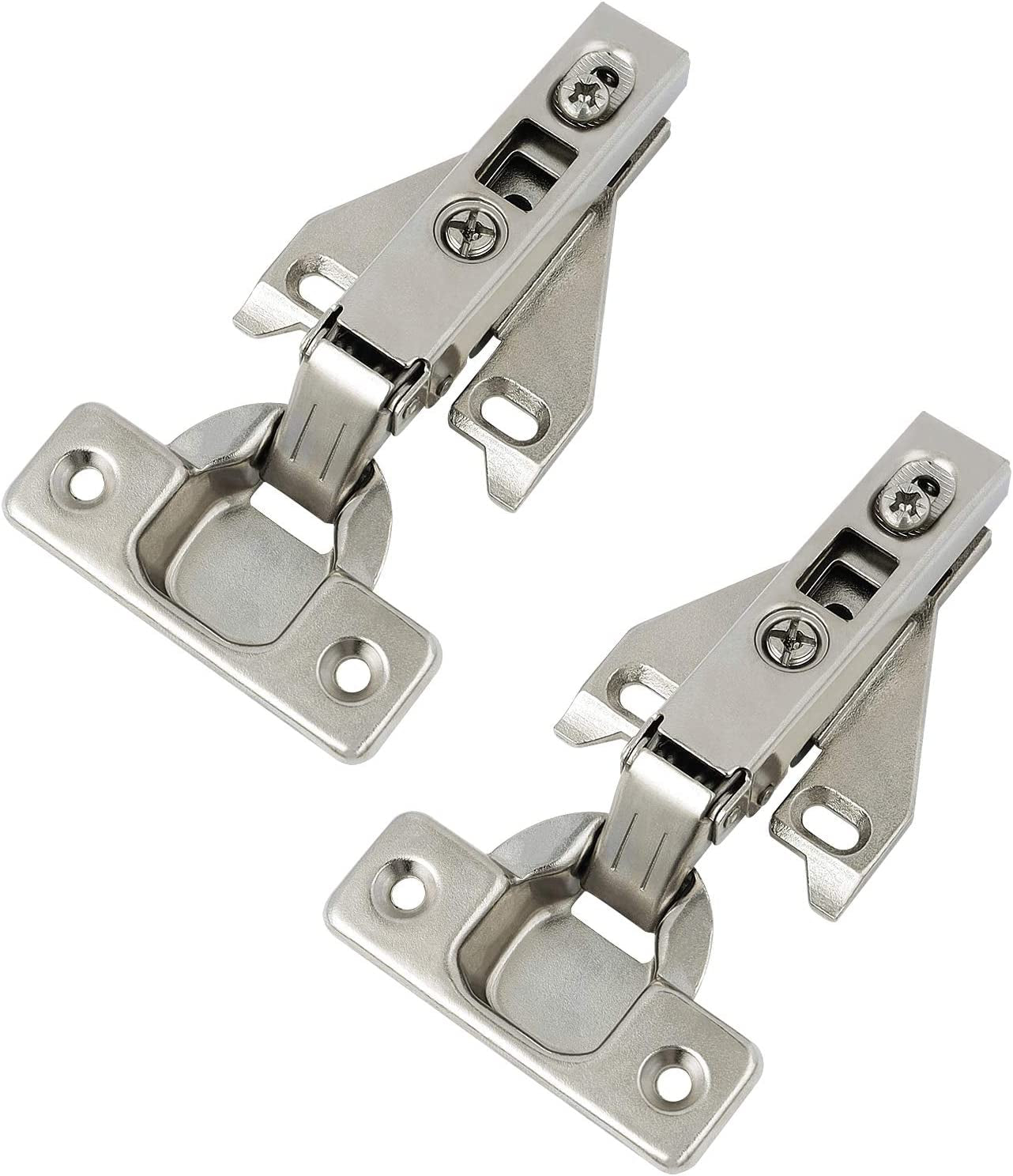 1 Pair(2 Pack) Kitchen Cabinet Hinges for Face Frame Cabinet, Concealed Cabinet Hinges Brushed Satin Nickel with Mounting Screws