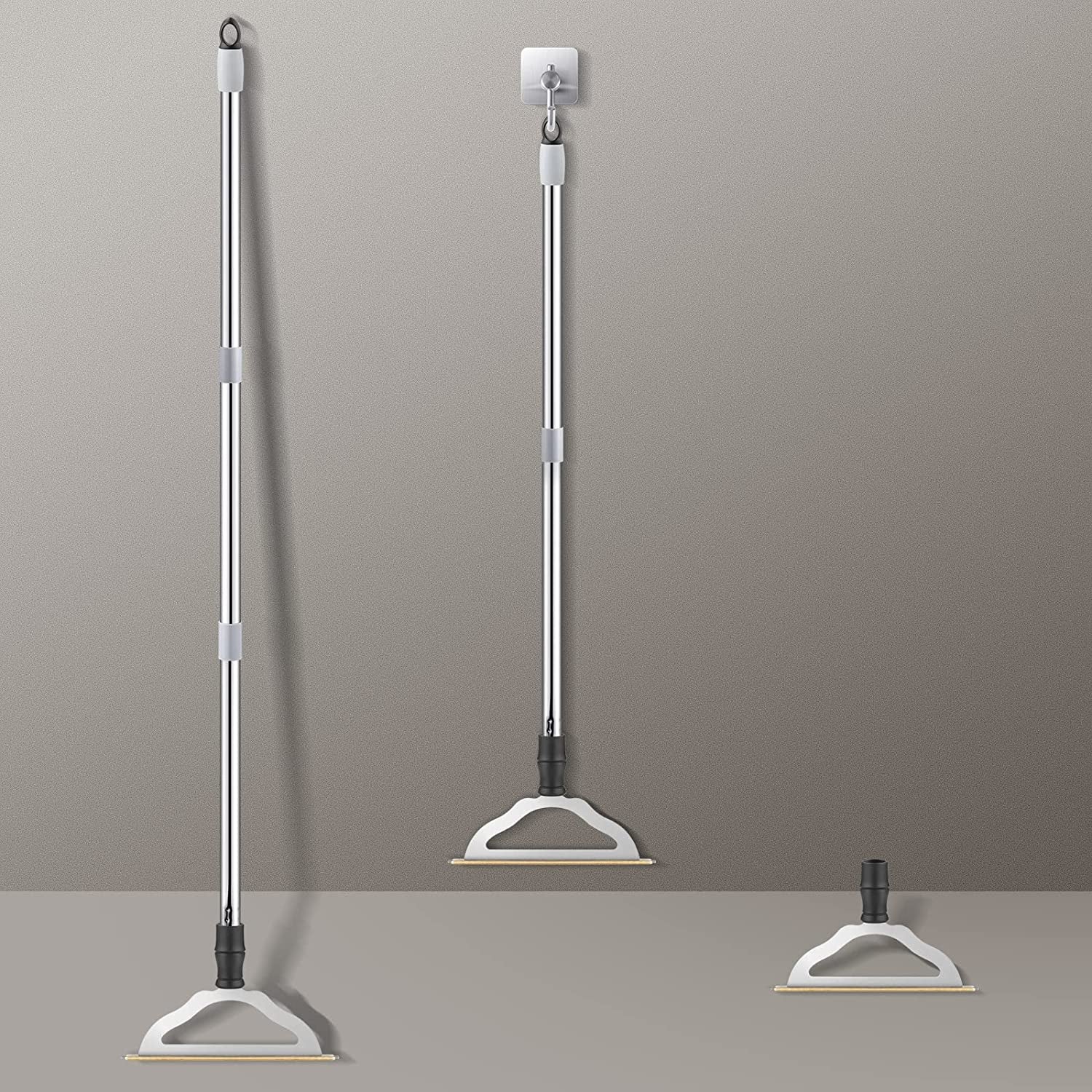 47“ Adjustable Long Handle Carpet Rake Pet Hair Remover, Reusable Large Metal Lint Remover Brush for Embedded Fur Removal from Low Pile Rugs Stairs, Carpet Brush Scraper Dog Cat Hair Remover Broom