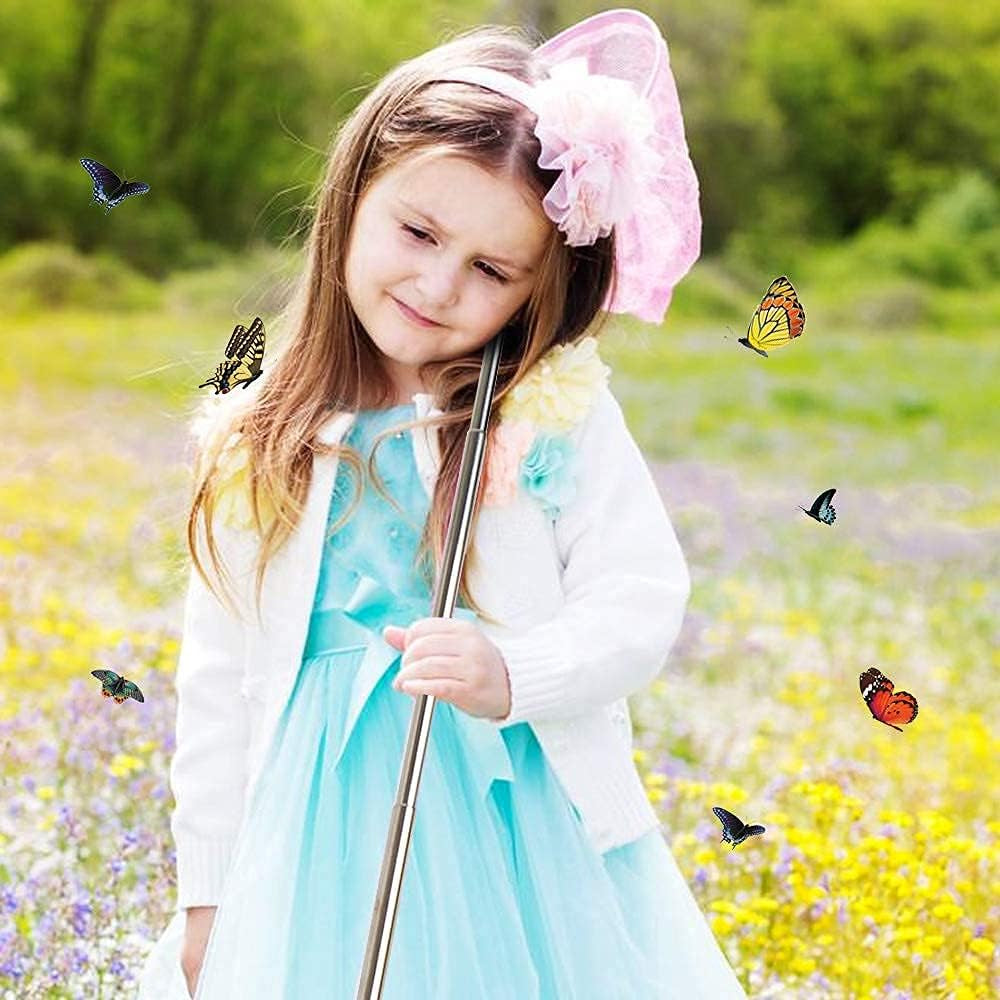 Kids Telescopic Butterfly Fishing Nets for Kids Catching Insect Net Outdoor Tools for Catching Bugs Fish Insect Ladybird, Extendable 34 Inches and anti Slip Grip