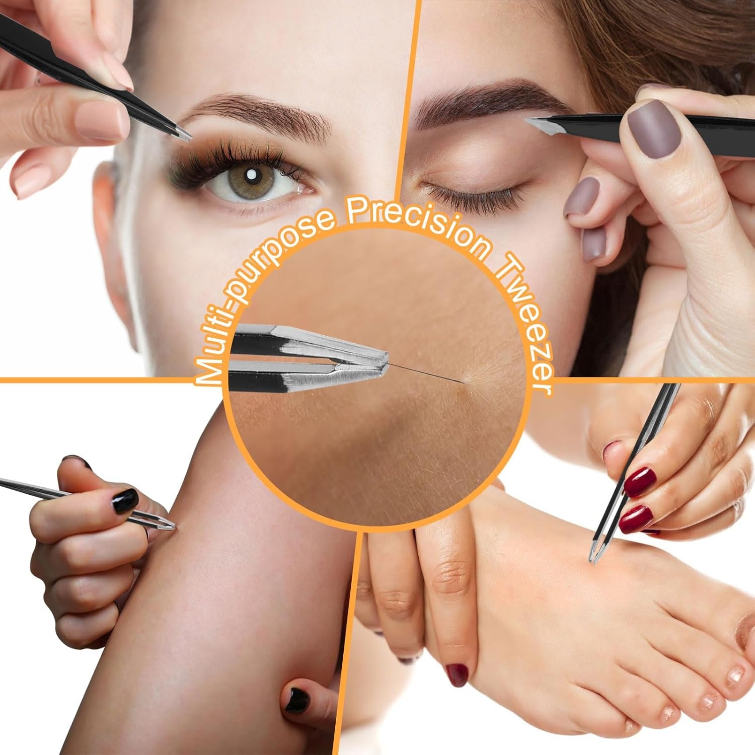 Tweezers and Nail Clippers Set,9 Pcs Professional Stainless Steel Tweezers Kit-Great Precision Tweezers with Curved Scissors and Eyebrow Razor for Daily Beauty Tools with Leather Travel Case