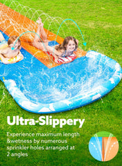 22.5Ft Water Slides and 2 Bodyboards, Lawn Water Slide Summer Slip Waterslides Water Toy with Build in Sprinkler for Backyard Outdoor Water Fun for Kids