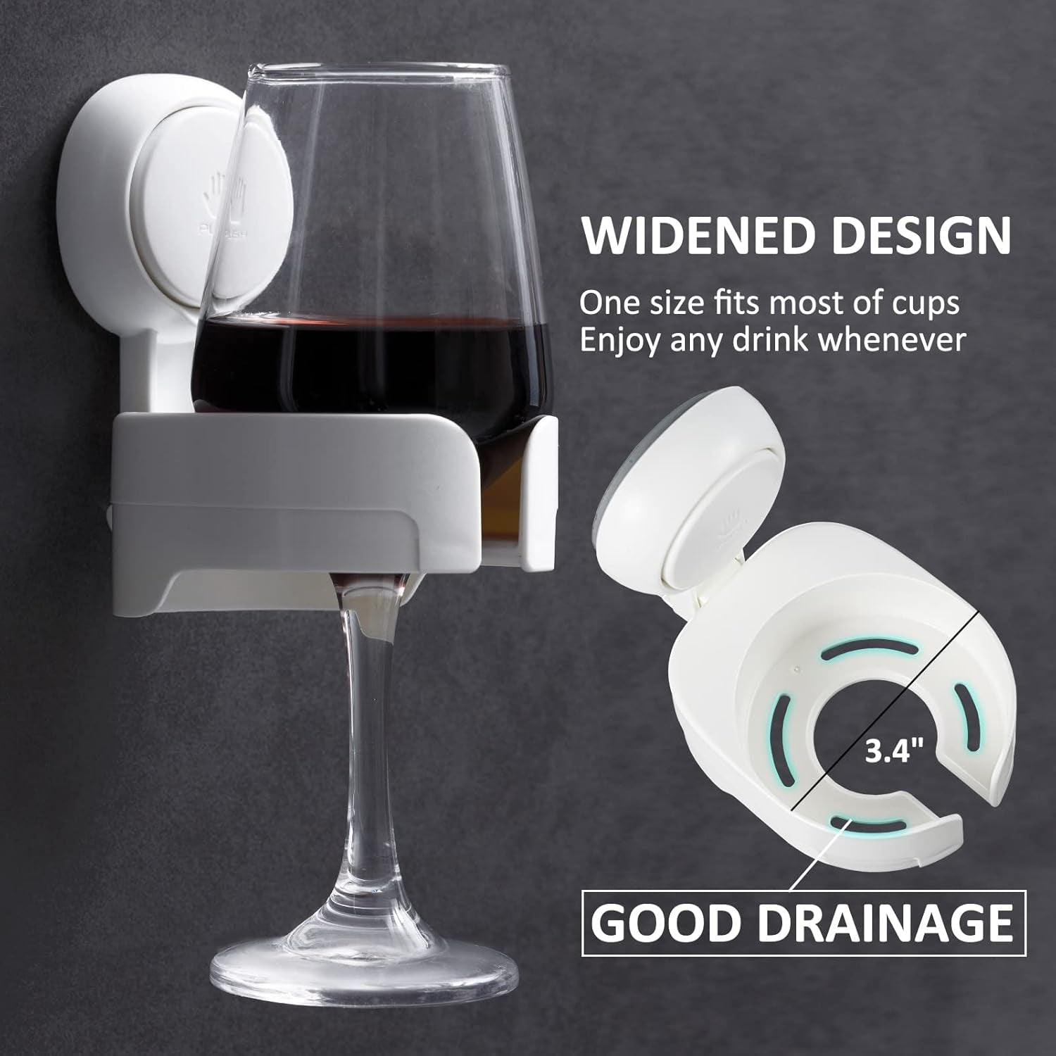Glam Waterproof Wine Holder for Shower, Suction Cup Shower Drink Holder for Beer, Wine