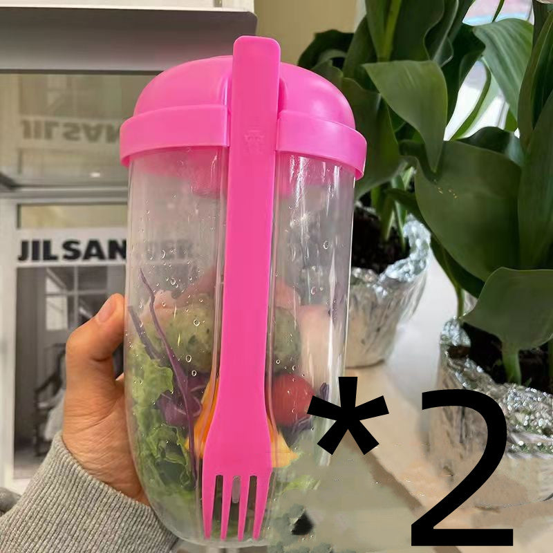 Ins Style Salad Cup with Fork and Cover Is Portable