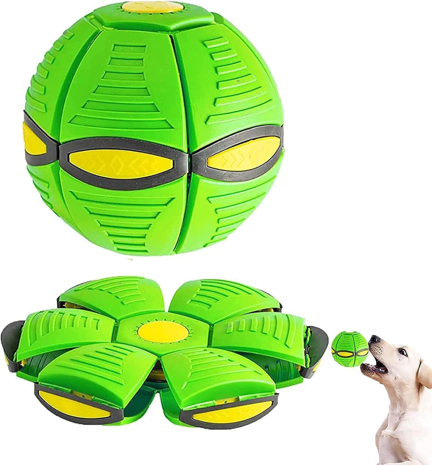 Pet Toy Flying Saucer Ball for Dog- Light Owowpet Magic Ball Dog Toy Balls Interactive Herding Decompression Pet Toys for Kids Outdoor (Green)
