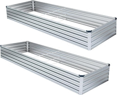 2 Pack 6X3X1Ft Galvanized Raised Garden Beds Kit Outdoor Metal Gardening Planter Box for Vegetable Elevated Flower Herbs,Silver