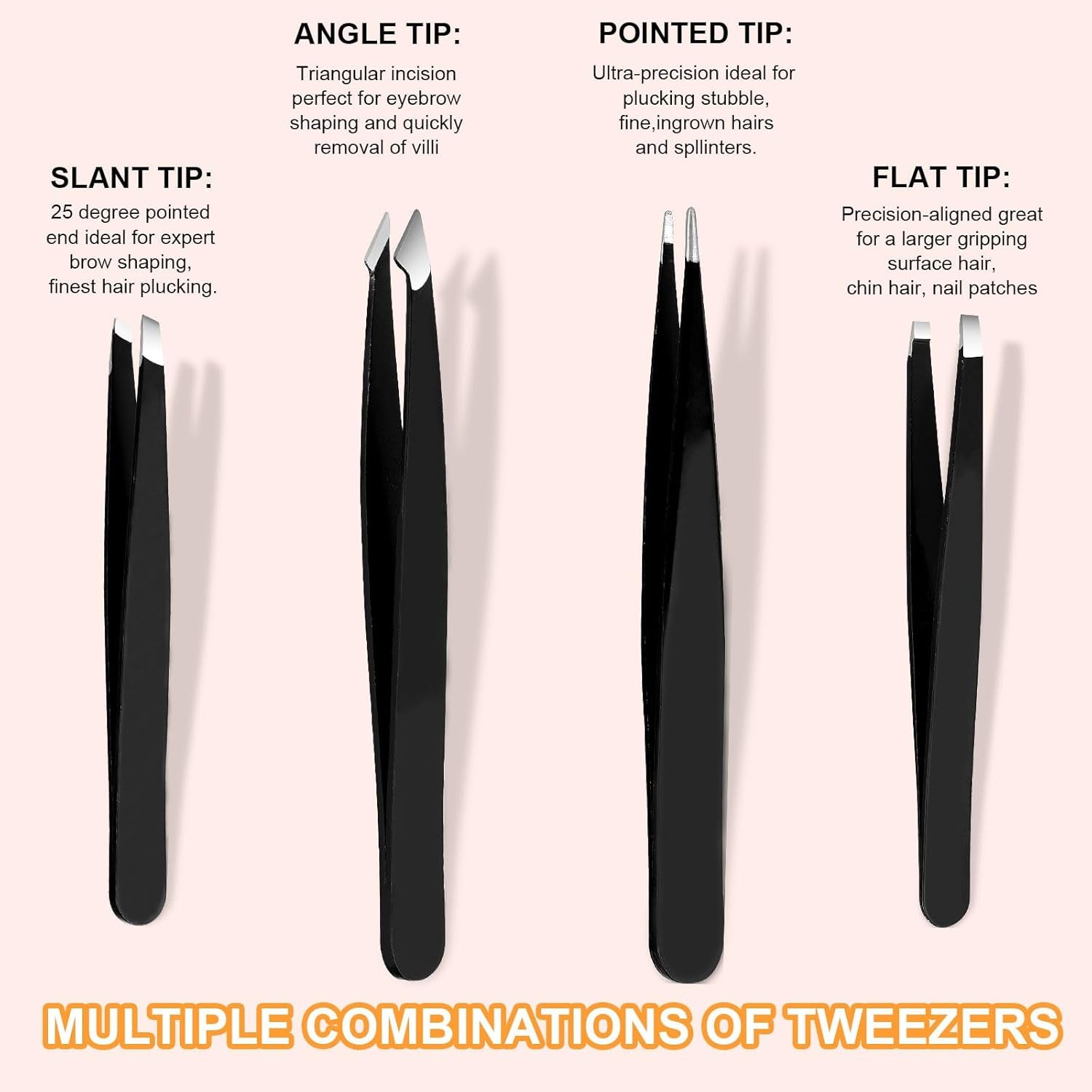 Tweezers and Nail Clippers Set,9 Pcs Professional Stainless Steel Tweezers Kit-Great Precision Tweezers with Curved Scissors and Eyebrow Razor for Daily Beauty Tools with Leather Travel Case