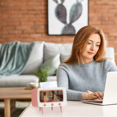 Glam Retro TV Tissue Box Holder with Phone Stand