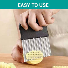 Large Crinkle Cutter - French Fry Slicer - Potato Knife Cutter Fruit Vegetable Wavy Chopper - Knife Stainless Steel Blade Cutting Tool (1 Pack)