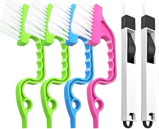 Crevice Gap Cleaning Brush Tool, 6Pcs Hand-Held Groove Gap Cleaning Tools, 2 in 1 Dustpan Cleaning Brushes, Shutter Door Window Track Kitchen Cleaning Brushes Kit