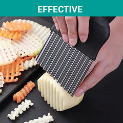 Large Crinkle Cutter - French Fry Slicer - Potato Knife Cutter Fruit Vegetable Wavy Chopper - Knife Stainless Steel Blade Cutting Tool (1 Pack)