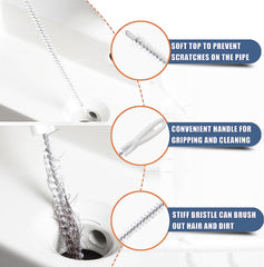 35.5Inch Drain Clog Remover(1Pcs), 25Inch Drain Snake Hair Remover(6Pcs) & Cleaning Brush(2Pcs), Hair Catcher Drain Auger Cleaner Tool Set for Toilet, Kitchen Sink, Bathroom Tub, Sewer, 9 Pack