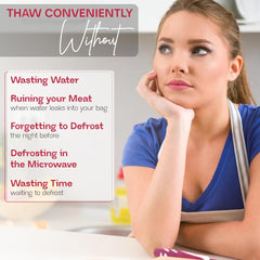 Glam 4-In-1 Defrosting Tray for Frozen Meat - Meat Thawing Tray with Built-In Knife Refiner, Garlic Grater & Cutting Board - Thawing Plate for Frozen Food - Non-Slip, Dishwasher Compatible - Red