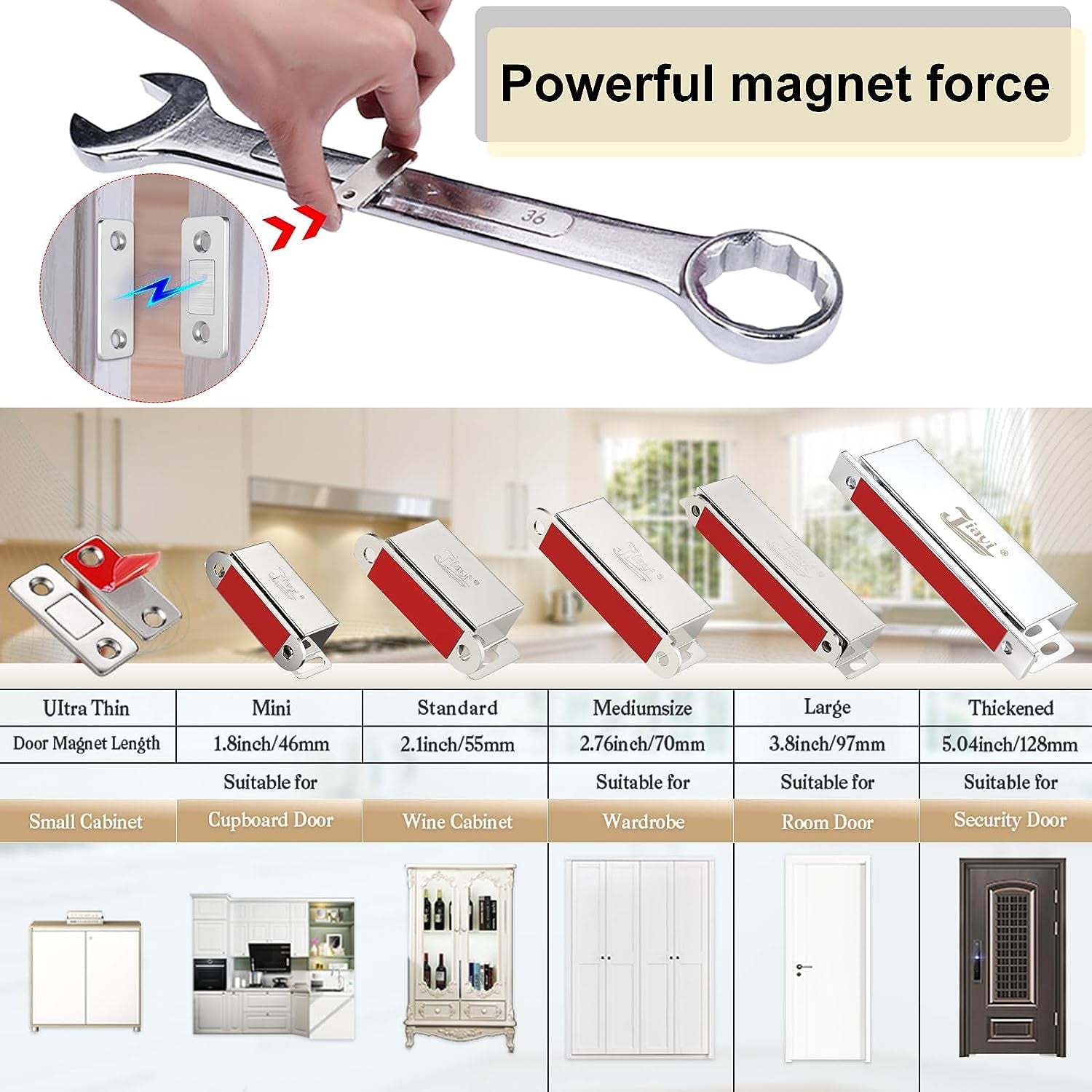 Cabinet Magnetic Catch 4 Pack Ultra Thin Cabinet Door Magnetic Catch for Drawer Magnets Adhesive Cabinet Latch Magnetic Closures for Kitchen Closet Door Closing Magnetic Door Catch Closer