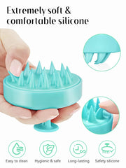 Shampoo Scalp Brush Massager – Soft Silicone Bristles for Hair Growth & Dandruff Removal (Green)