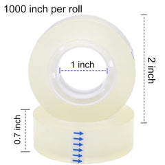 12 Rolls Transparent Tape Refills, Clear Tape, All-Purpose Transparent Glossy Tape for Office, Home, School