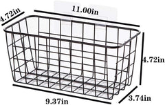 Hanging Kitchen Baskets for Storage Adhesive Sturdy Small Wire Storage Baskets with Kitchen Food Pantry Bathroom Shelf Storage No Drilling Wall Mounted,2 Pack,Black