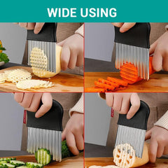 Large Crinkle Cutter - French Fry Slicer - Potato Knife Cutter Fruit Vegetable Wavy Chopper - Knife Stainless Steel Blade Cutting Tool (1 Pack)