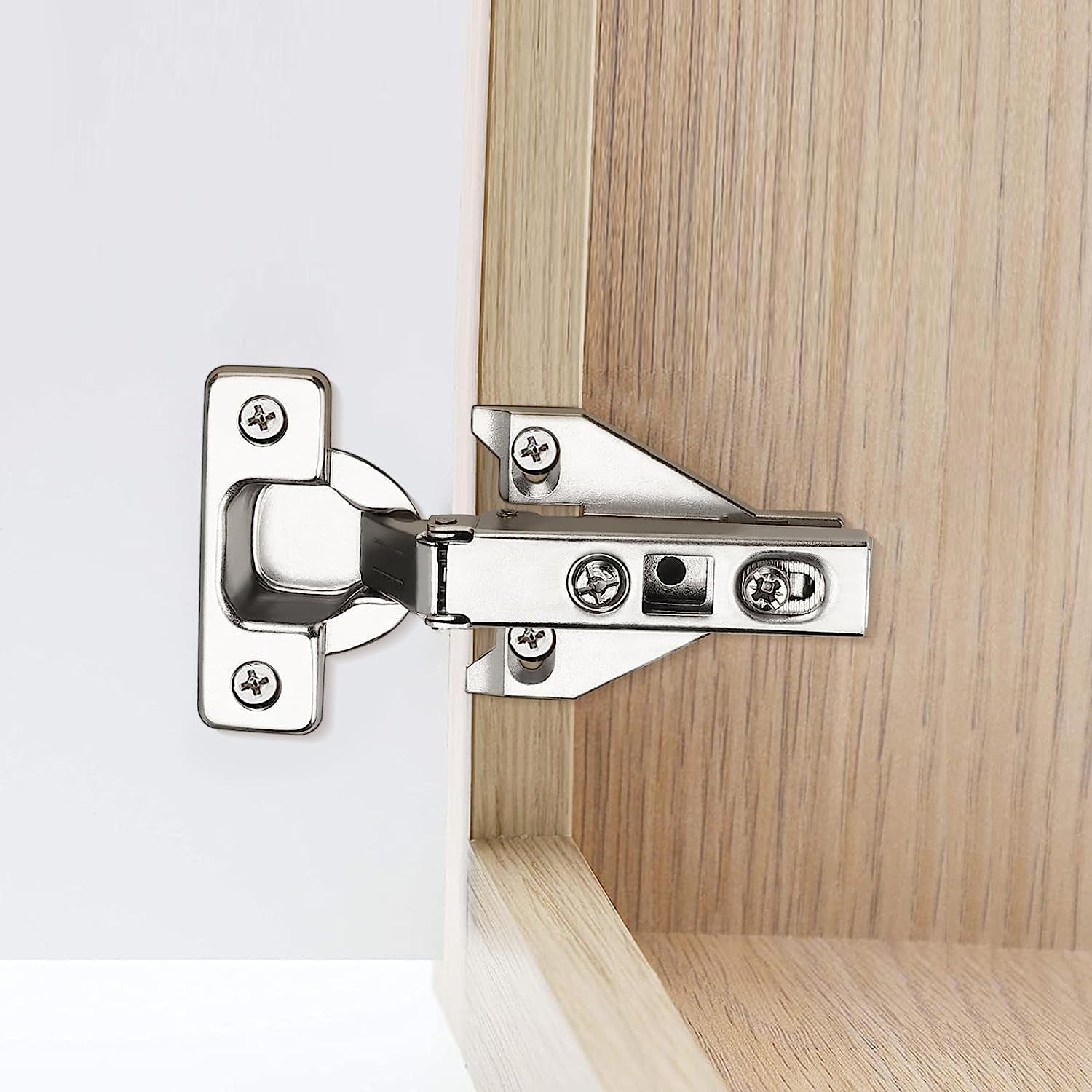 1 Pair(2 Pack) Kitchen Cabinet Hinges for Face Frame Cabinet, Concealed Cabinet Hinges Brushed Satin Nickel with Mounting Screws