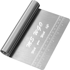 Pro Dough Pastry Scraper/Cutter/Chopper Stainless Steel Mirror Polished with Measuring Scale Multipurpose- Cake, Pizza Cutter - Pastry Bread Separator Scale Knife (1)