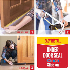 43336 Vinyl Cinch® U-Shape Slide-On under Door Seal, Easy-To-Install, Energy-Saving, Weatherproof Seal for Doors, Effective Draft Blocker, Ideal for Home (36 Inch, White)
