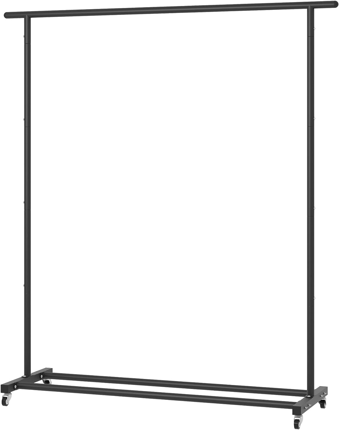 Clothing Clothes Rack Standard Rod Simple Rolling Metal Garment Rack Organizer Freestanding Hanger with Wheels,Black