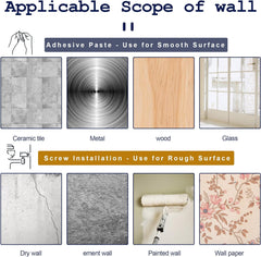 8PCS No Drill Curtain Rod Brackets No Drilling Self Adhesive Curtain Rod Holder Hooks Nail Free Adjustable Curtain Rod Hooks Curtain Hangers for Bathroom Kitchen Home Bathroom and Hotel (Transparent)