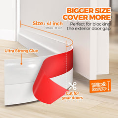 Door Draft Stopper under Door Draft Blocker Insulator Door Sweep Weather Stripping Noise Stopper Strong Adhesive, White