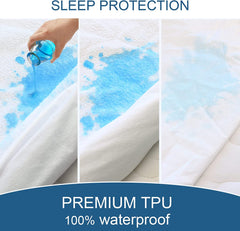 Twin Mattress Protector Waterproof Soft & Breathable Terry, Noiseless Twin Mattress Cover Fitted Sheets up -14'' Twin Mattress Protector for Kids Bed Cover Twin Size Mattress Pad Protecor Machine Wash