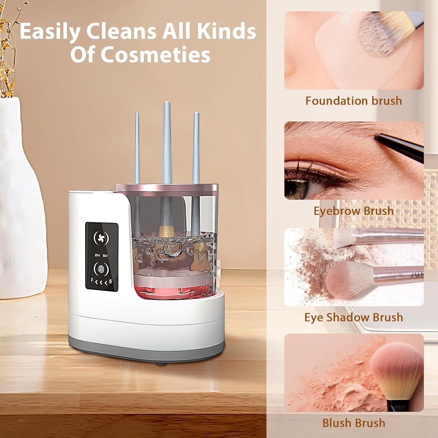 Electric Makeup Brush Cleaner & Dryer – USB Automatic Cleaner for All Brush Types (Foundation, Blush, Eyeshadow, Contour)