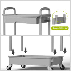 3 Tier Rolling Cart Organizer,Laundry Room Bathroom Organizers and Storage Office Shelves Mobile Shelving Unit Kitchen Trolley Cart with Wheels for Art,Craft,Diaper,Bedside,Snack(Grey)