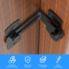 90 Degree Flip Barn Door Lock, Protect Privacy - Security Hook Gate Latch for Barn, Garden, Bathroom, Outdoor, Garage, Window, Sliding Door, Black