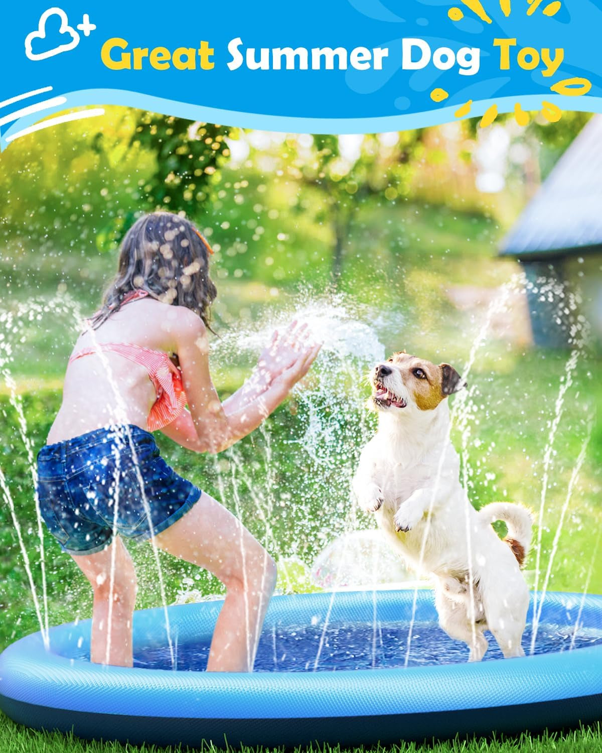 Glam Dog Splash Pad 51" Anti-Slip Dog Pool for Large Dogs